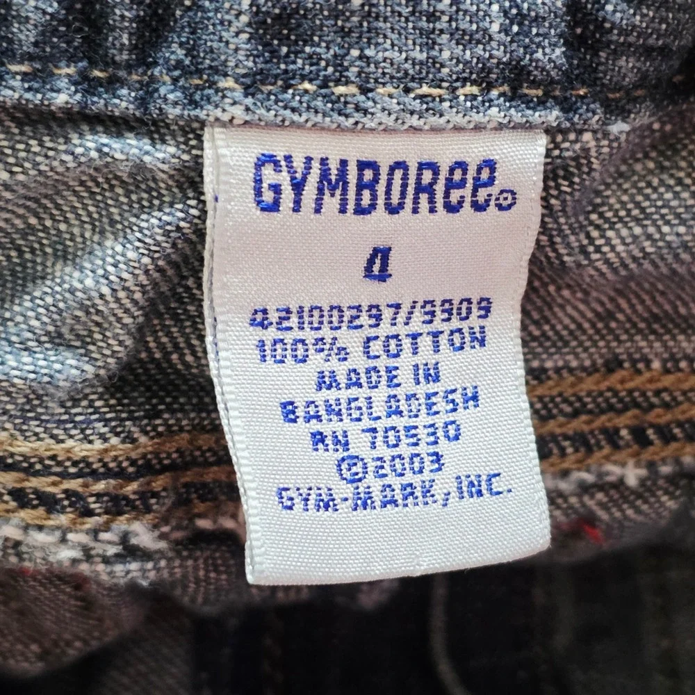Y2K 2003 Gymboree Kids Denim Jeans Size 4 Blue Button Fly Distressed Cargo Style